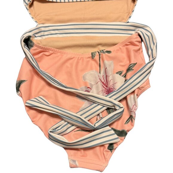 Albion Island Fever One Piece Swimsuit Multi Striped Floral - Size XS - Picture 15 of 15
